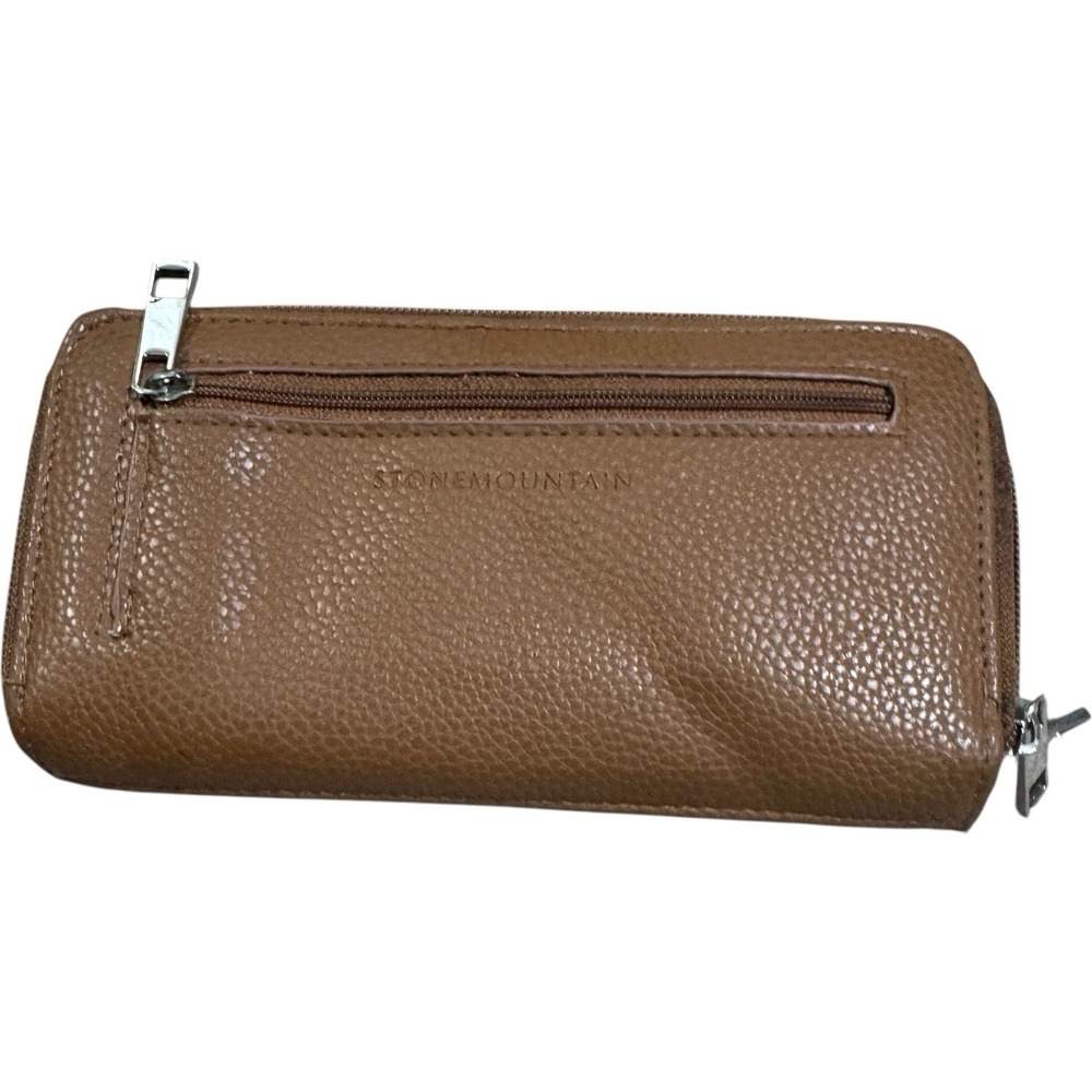 Stone Mountain Wallet & Checkbook Purse Bag Genuine Leather Tan 2 Piece Set - Picture 2 of 10